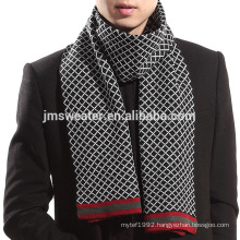 Guangzhou Vendor Custom make jacquard knitting men scarf winter latest design merino wool viscose scarf